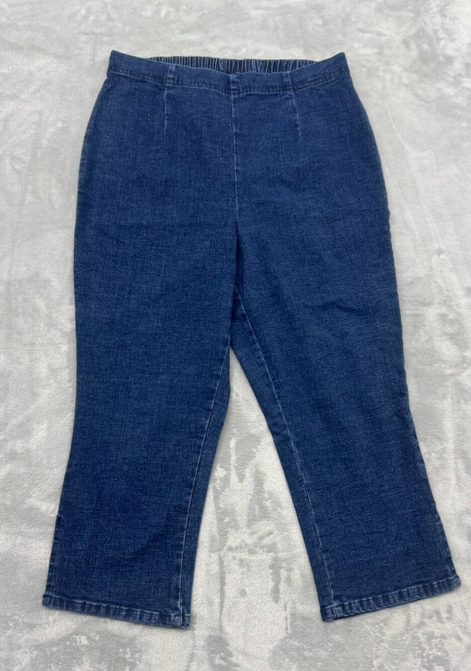 Faded Glory Women’s Pull On Stretch Denim Pants Elastic size Large